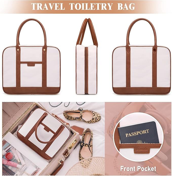 Bosidu Hanging Travel Toiletry Bag,Large Capacity Cosmetic Travel Toiletry Organizer for Women with 4 Compartments & 1 Sturdy Hook,Perfect for Travel/Daily Use/Christmas
