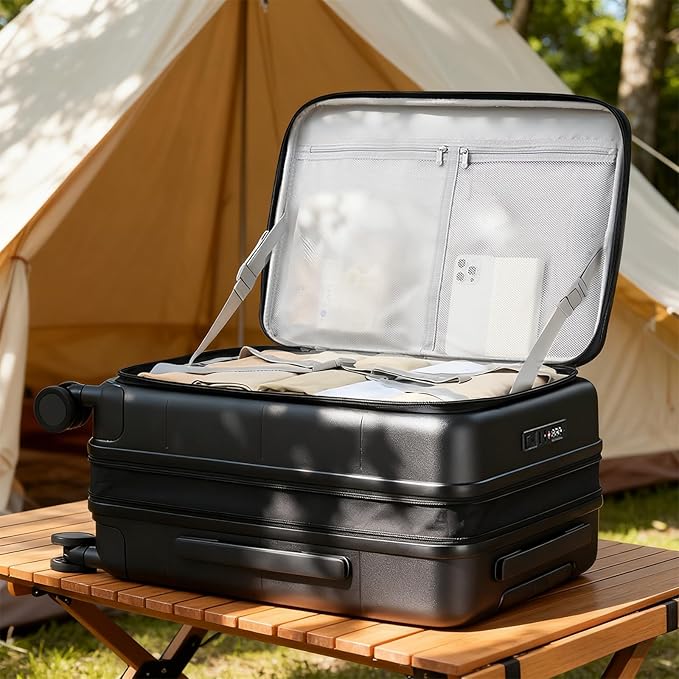 Hanke Hardside Expandable Large Checked Luggage, 28 Inch Top Opening Trunk Luggages with Spinner Wheels, All-PC Hard Shell Suitcase, Lightweight TSA Approved (Jet Black, 120L)