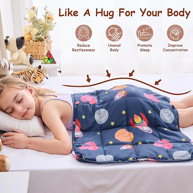 yescool Weighted Lap Pad 2 Pounds Weighted Lap Blanket, Space Plane Small Weighted Blanket, Weighted Throw Blanket Gifts for Travel Indoor Outdoor, 20"x30"