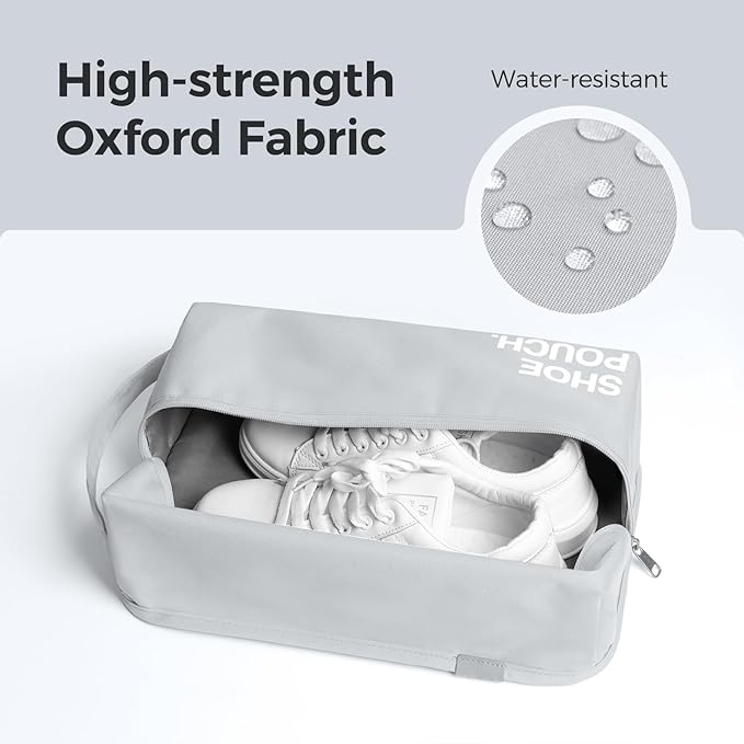 pack all Stylish Shoe Bag for Travel, Water-Resistant Shoe Pouch for Gym, Smell-Proof Soccer Cleats Bag for Sport (Light Grey)