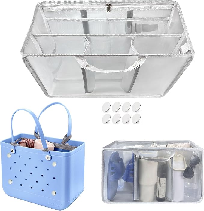 XYFuuee Beach Bag Organizer Inserts for X Large Bogg Bag Accessories, Original XL Lightweight Mesh Insert Divider Pouch, Organizing Rubber Tote Bags, Save Storage Space (Gray) | Accessories, Original XL, Lightweight, Divider Pouch, Organizing, Save Sto...