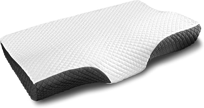 Contour Memory Foam Pillow Orthopedic Sleeping Pillows, Ergonomic Cervical Pillow for Neck Pain - for Side Sleepers, Back and Stomach Sleepers, Free Pillowcase Included (Firm & Standard Size