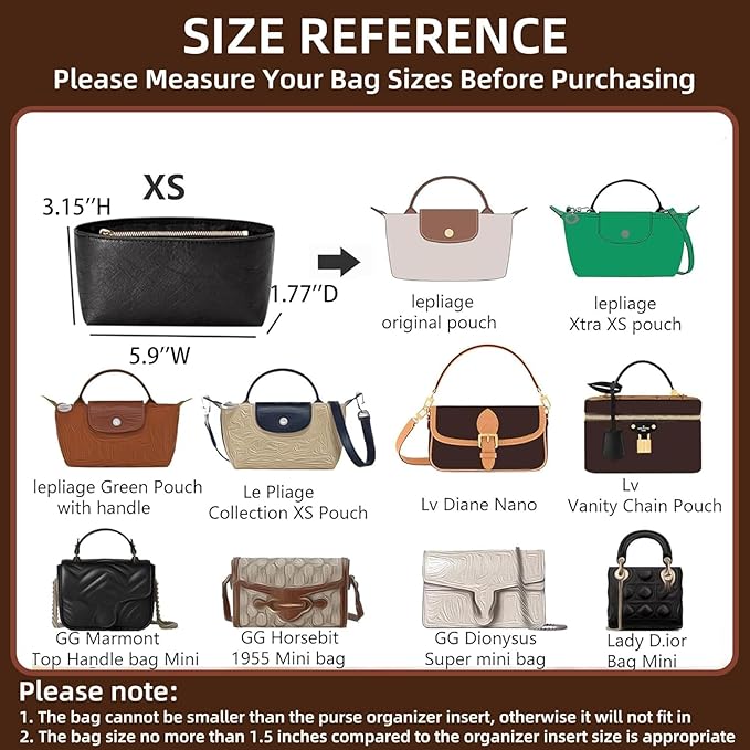 Doxo Purse Organizer Insert for Longchamp Le Pliage XS and More, Lightweight Waterproof DupontPaper Bag Inner Linner Shaper, Keeps Bags Shaped & Neat(Full Blacke, Mini)