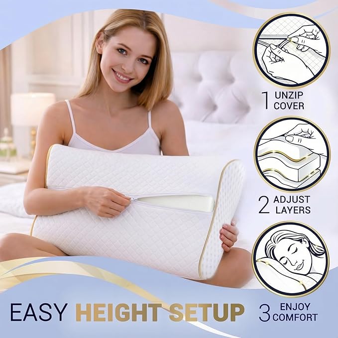 Royal Therapy 1-Pack Memory Foam Pillow, Medium-Firmness Cervical, Queen Contour Pillow, Orthopedic Pillow for Neck Support, Neck Pain, Side Sleepers, CertiPUR-US