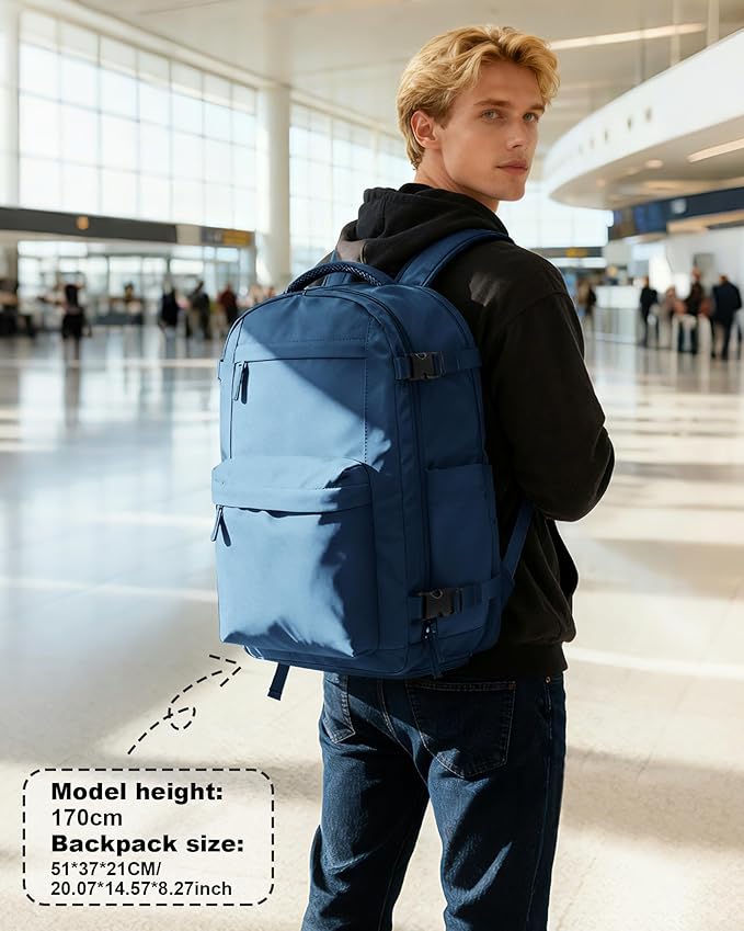 VGCUB Vacuum Backpack Travel with Electric Pump Vacpack System Storage Compression Laptop Work Business Waterproof College Weekender Bags Casual Daypack Backpacks for Women Men Blue