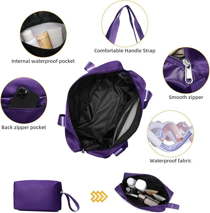 LARVENDER Luggage Sets 5 Piece with Duffel Bag Expandable(Only 28 inch) Hardside PP Carry On Luggage with 360° Spinner Wheels TSA Lock Luggage Sets for Women, Grape Purple