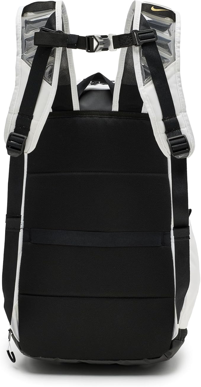 Nike, Unisex, Varsity Elite Backpack (32L), White/Black/Metallic Gold, One Size