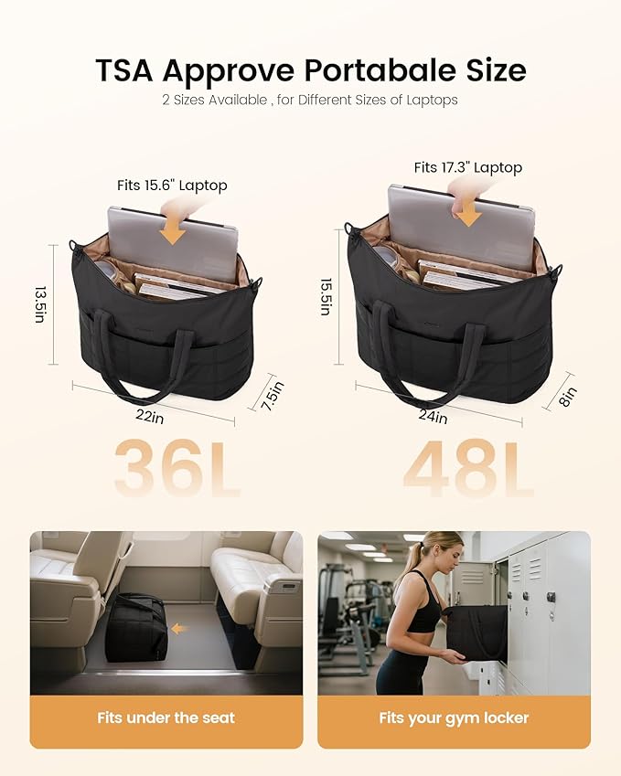 LOVEVOOK Gym Bag for Women & Men with Wet Pocket,36L Puffer Laptop Work Bags for Women with Computer Compartment,Waterproof Teacher Tote Bags Workout Weekender Carry on Travel Bag,Large Purse Handbags