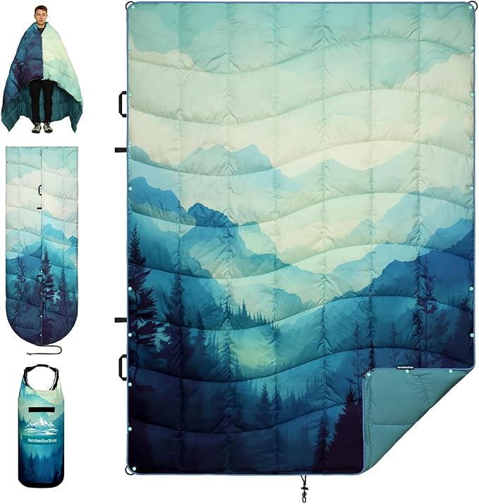 Camping Blanket, Puffy Blankets Lightweight Windproof Resistant for Outdoors,Hiking, Backpacking,Car,Picnic,Stadium