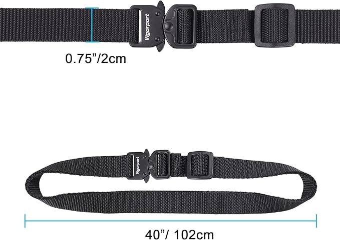 Vigorport Utility Straps Quick Release Nylon Backpack Accessory Bag Strap,Adjustable for Hiking,Travel,Outdoor Sports-4 Pack (Black-Metal Buckle, 0.75''W-40''L)
