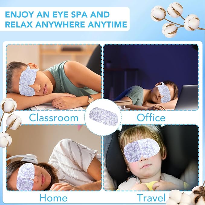 XPCARE 60 Pack Steam Eye Masks for Dry Eyes, SPA Warm Sleep Eye Mask, Disposable Heated Eye Mask for Dark Circles, Puffy Eyes, Relief Stress Eye Fatigue(Unscented)