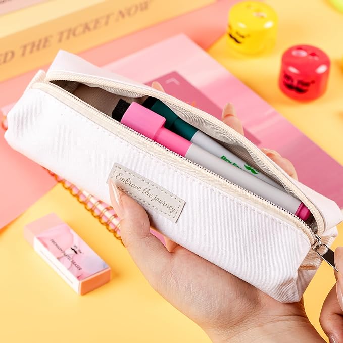 Mr. Pen- Cute Pencil Case Pouch, Cream Color, Multipurpose Canvas Bible Pencil Pouch
