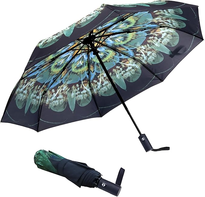 NPCQUN Travel Essentials Umbrella Windproof Compact Collapsible Light, Automatic, Strong and Portable, Wind Resistant Folding Small Umbrella for Rain