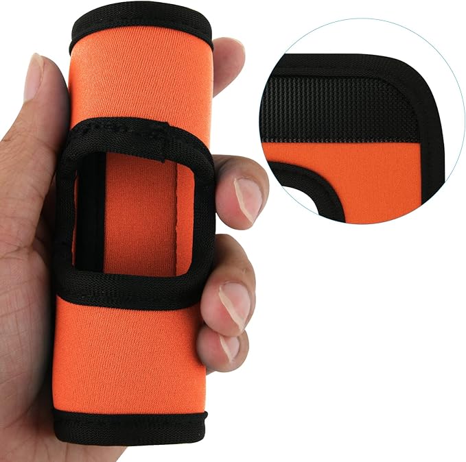 Cosmos 5 Pcs Neoprene Luggage Handle Wrap Soft Grip Handle Cover Luggage Identifier with Hollow Design for Push-Button Handle Trolley Handle and Travel Suitcase Trolley Case (Fluorescent Orange)