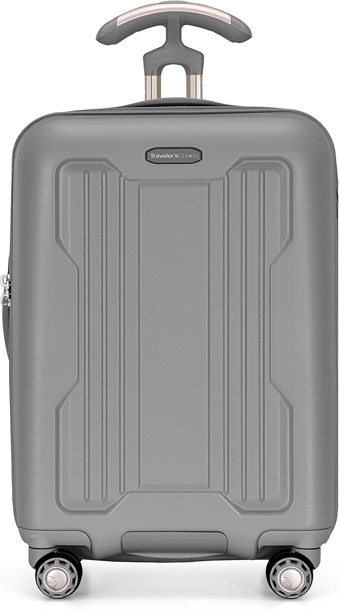 Traveler's Choice Ultimax II Polycarbonate Hardside Luggage with Spinner Wheels, Slate Gray, 21-Inch Carry-On