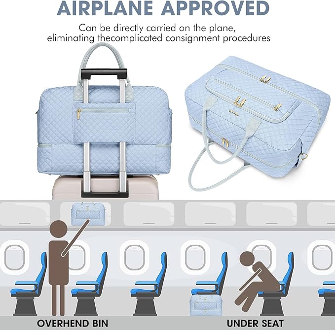 Travel Duffle Bag Weekender for Women - Carry-On Overnight Bag Personal Item Bag with Shoe Compartment & Wet Pocket Large Weekend Tote Bags with Toiletry Bag Hospital Bags for Labor and Delivery