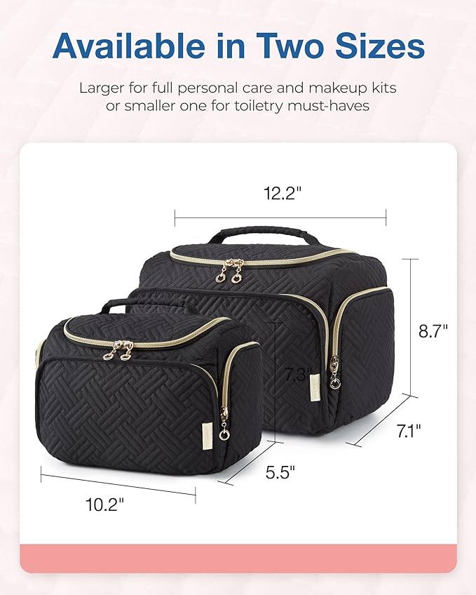 BAGSMART Travel Toiletry Bag for Women, Cosmetic Bag Makeup Bag Organizer with Handle, Travel Bag for Toiletries, Travel Accessories, Full Sized Container