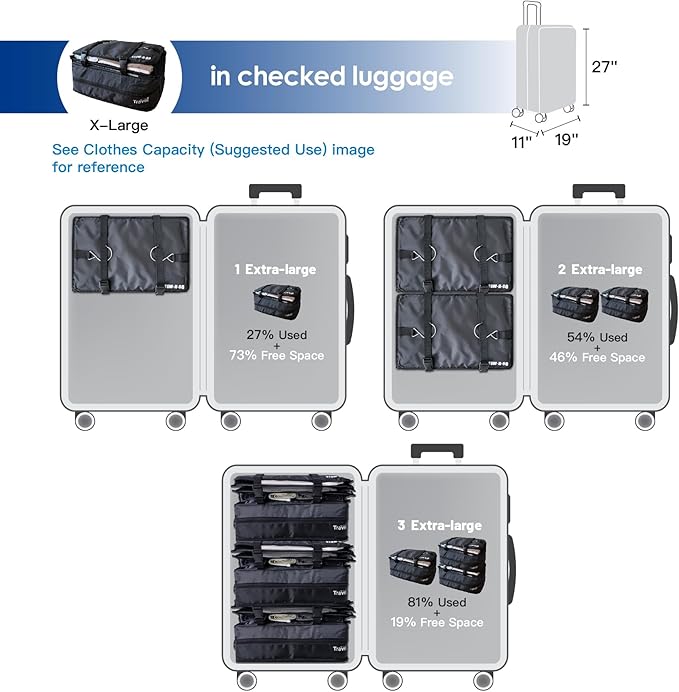 Grand Fusion Stow-N-Go Packing Organizer for Luggage, Portable Hanging Travel Shelves, Carry-On Closet, Hanging Packing Cubes, Collapsible Carry-On Organizer for Cruises & Hotels. Black - XL