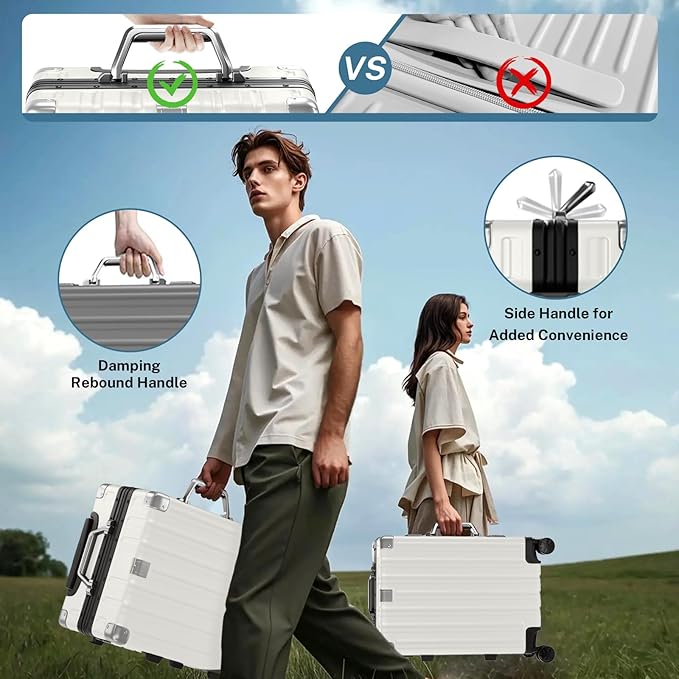 Krute Zipperless Luggage 24 Inch Aluminum Frame Suitcase with Spinner Wheels PC+ABS Hardide Checked Luggage TSA Approved