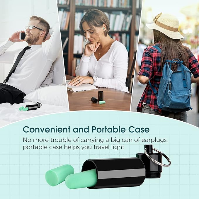 Ultra Soft Ear Plug for Sleeping, 120 PCs High Noise Cancelling Earplug with Aluminum Case, Industrial-Grade Hearing Protection Earplug for Snoring/Working/Studying/Side Sleeper, Slow Rebound
