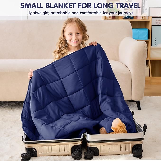 yescool Navy Weighted Blanket 5 Pounds Cooling Weighted Lap Blanket, Heavy Blanket for Sleeping, Weighted Throw Blanket Gifts for 40-60lbs, 36"x48"