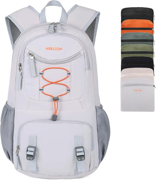 Nerlion 35L Hiking Backpack Travel Backpack for Men Women Camping Waterproof Outdoor Hiking Daypack Lightweight Backpack Silver Orange