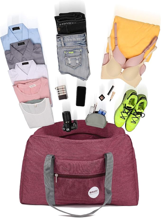 WANDF For Spirit Airlines Personal Item Bag 18x14x8 Travel Duffel Bag Underseat Foldable Carry-on Luggage for Women
