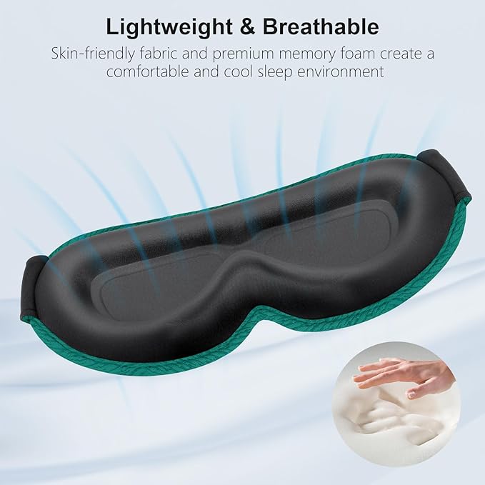 Gritin 100% Blackout Sleep Eye Mask for Women Men,Zero Eye Pressure Sleeping Mask-Ergonomic Design 3D Cutout Eye Movement and Eyelash Friendly Night Blindfold,Soft&Comfortable for Sleeping-Navy Blue
