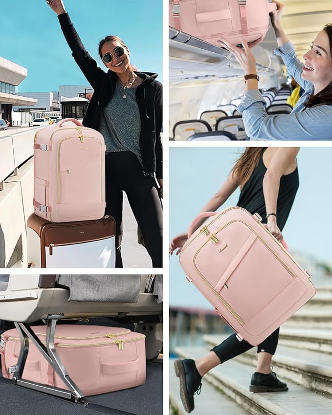 LOVEVOOK Travel Backpack for Women, 40L Carry On Backpack for Airplanes, Personal Item Bag for Airlines Fits 17 inch Laptop, TSA Approved Luggage with 3 Packing Cubes,Waterproof Weekender Gym Backpack