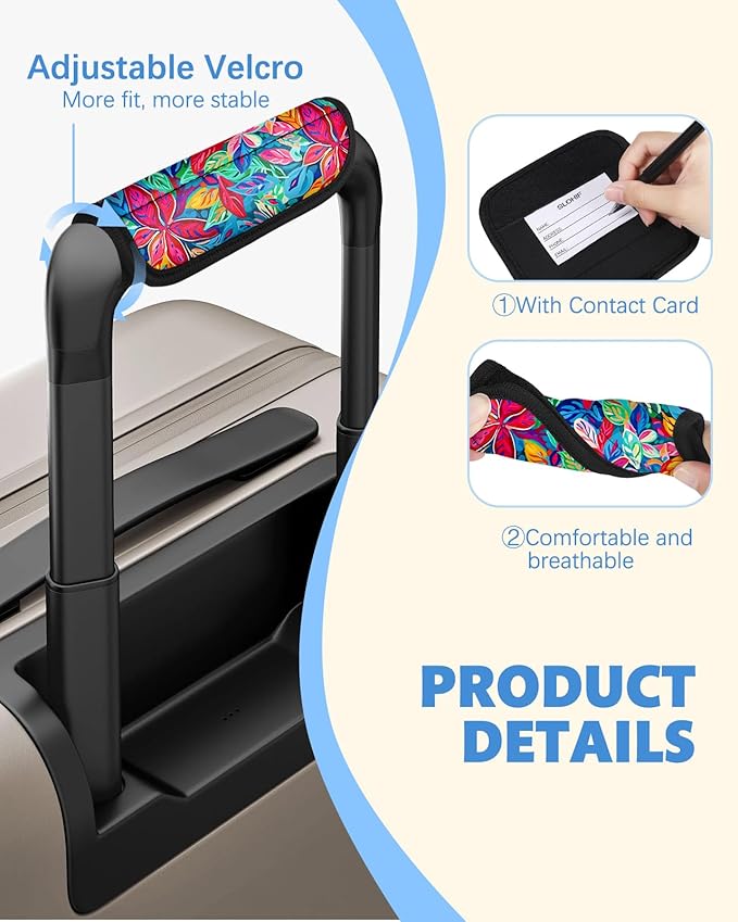 Slohif Luggage Handle Wrap 3Pcs Suitcase Identifier - Bag Strap Cover For Bogg Travel Accessories Easy Identification Bright Marker Sleeve Grips Comfort Neoprene Concealed Tag For Airport,leaf