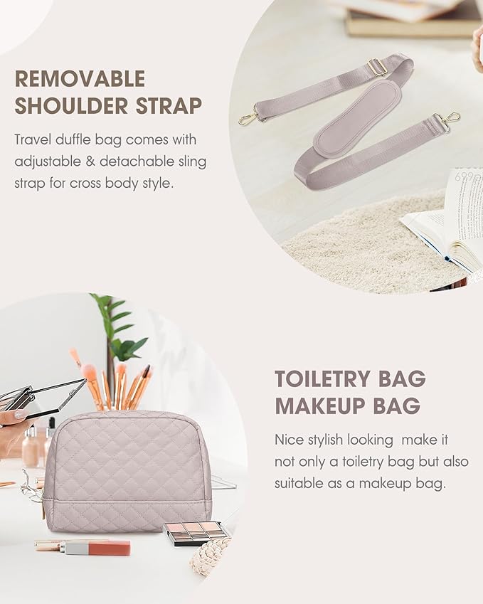 Weekender Bags for Women Travel Bag - Duffle Bag with Shoe Compartment Carry on Overnight Bag for Women Hospital Bags for Labor and Delivery 2Pcs Set Nude Pink