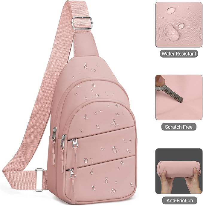 Tuwubi Crossbody Bags for Women, Sling Bag for Men, Small Hiking Backpack Anti Theft Lightweight for Outdoors Travel (M, Pink)
