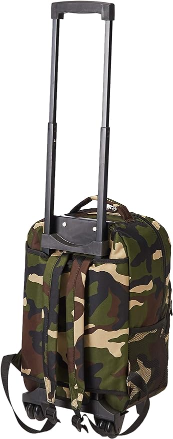 Rockland Double Handle Rolling Backpack, Camo, 17"