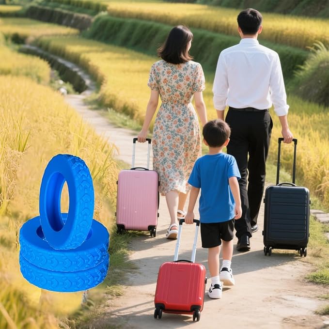 16 Pcs Upgrade Luggage Wheel Covers,Silicone Luggage Wheel Cover, 2-2.4 inches Carry-On Suitcases or Office Chair Caster,Scratch-Resistant and Noise-reducing design,Essential Travel Accessories(blue)