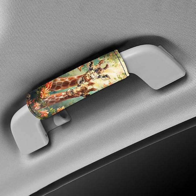 BIGCARJOB Giraffe Luggage Handle Wrap Set for Suitcase 2 Pack Animal Print Suitcase Identifier Protective Cover Trolley Case Grip Replacement Luggage Handle Cover Travel Bags