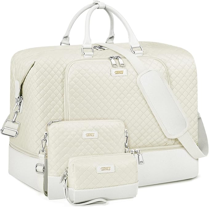 Travel Weekender Bag for Women, 21" Overnight Bag with Shoe Compartment 50L Large Travel Duffel Bag Carry On Tote for Weekend, Overnight, Business Trips, Water Resistant