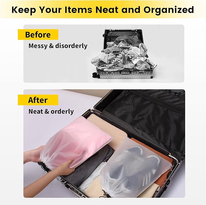 Vorspack Shoe Bags for Travel - 12 Pcs Transparent Drawstring Backpack Travel Shoe Bag Clear Drawstring Bag Large Shoe Organizer with Rope Travel Essentials for Men Women