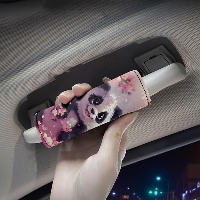 BIGCARJOB Pink Panda Luggage Handle Cover Set for Suitcase 2 Pieces Kawai Panda Luggage Handle Wrap Trolley Case Grip Suitcase Identifier Protective Cover Universal Fit