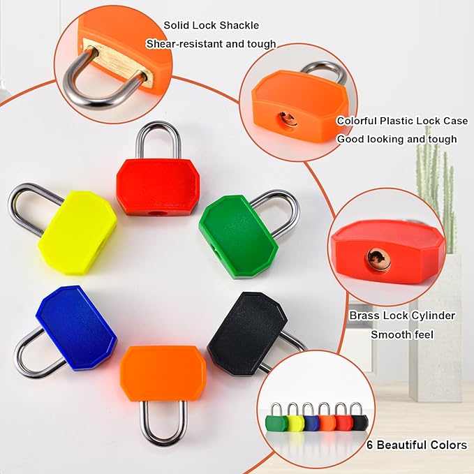 smilixin 12 PCS Suitcase Locks with Keys,Small Luggage Padlocks Metal Padlock with Key,Multicolor Lock Luggage Locks Mini Keyed Padlock for Backpack Boxes Laptop Bag School Gym Locker,28 mm,6 Colors