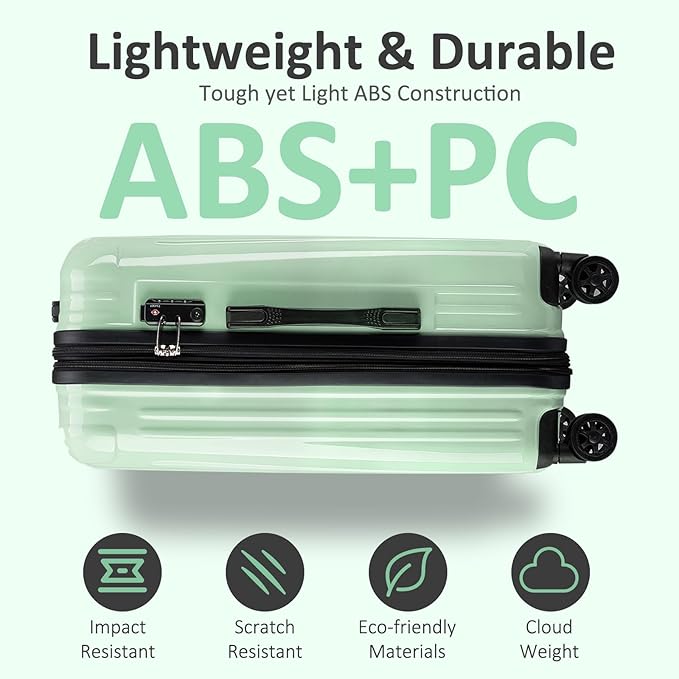 Carry on 20inch Luggage with Spinner Wheels, Lightweight PC+ABS Hard Shell Suitcases, Expandbale Storage & TSA Aprovel Lock