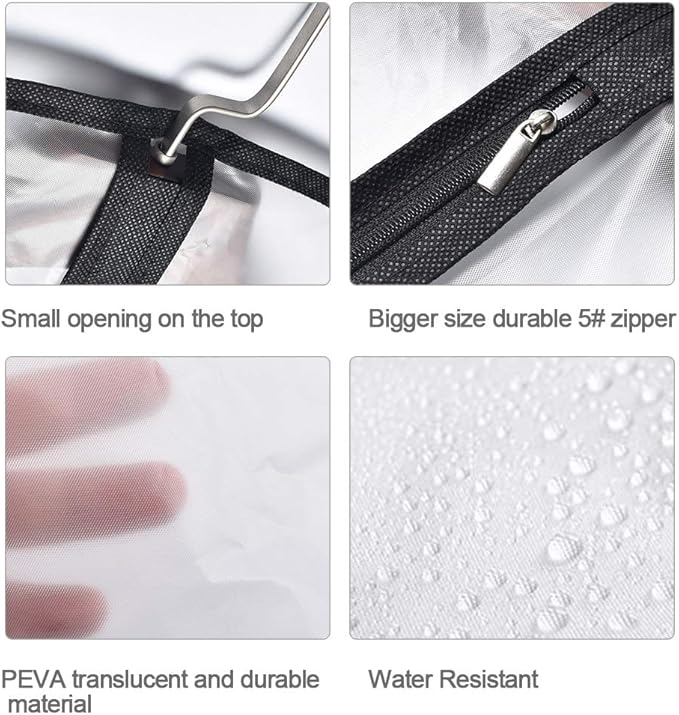 Hanging Garment Bag Breathable Clothes Covers with Zip (Set of 12) Covers Bags Dress Bag Covers Garment Bags Mens Dust Cover for Wardrobe Storage and Travel (Black, 24'' x 60'')