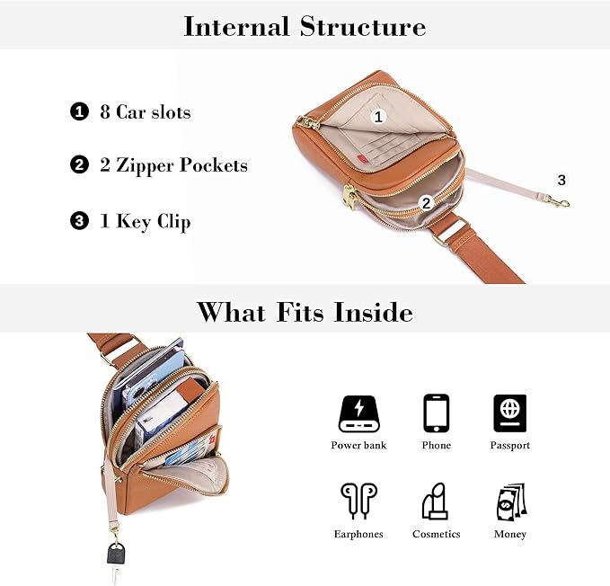 INICAT RFID Blocking Sling Bag, Anti Theft Crossbody Bag for Women, Travel Fanny Pack Style Purse, Vegan Leather