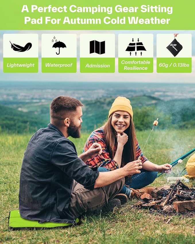 Sportneer Sitting Pad: Lightweight Waterproof Folding Seat Pad for Backpacking, 15.75'' x 15.75'' Portable Camping Seat Mat for Hiking, Picnics Beach & Outdoor Use, 0.13lbs