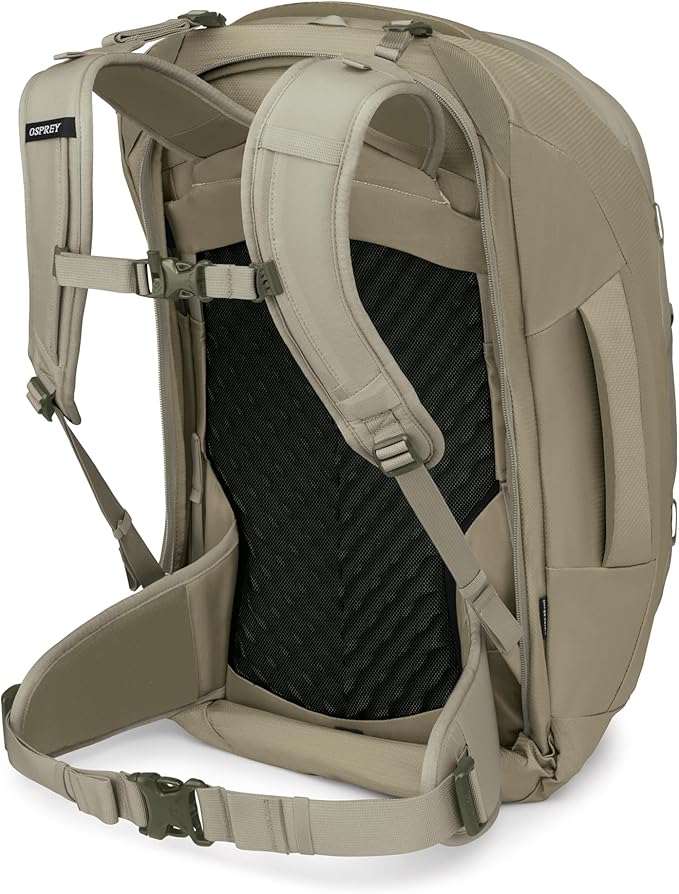 Osprey Farpoint 55L Men's Travel Backpack - Carry On Bag with Personal Item Sized Detachable Daypack, Sawdust
