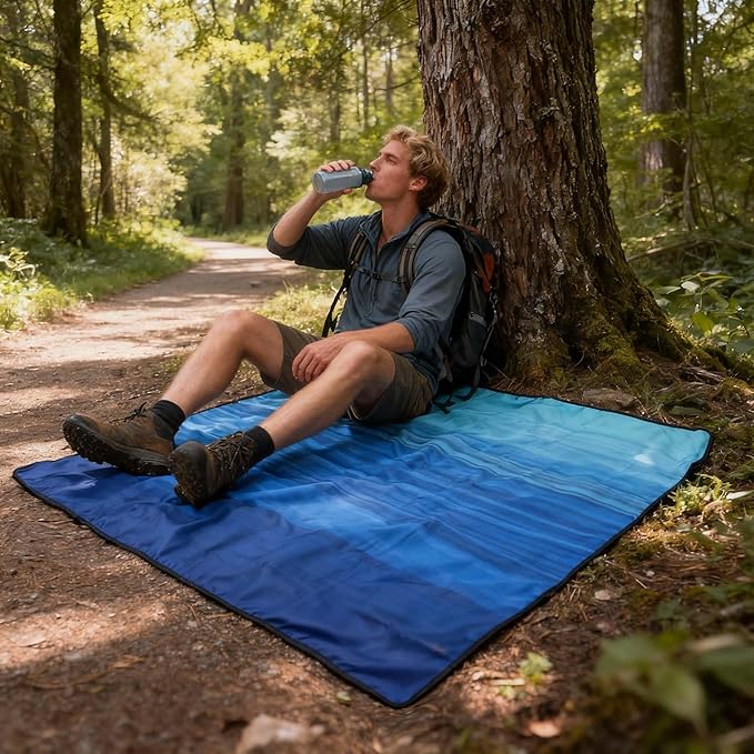 AISPARKY Pocket Beach Blanket Waterproof Sandproof Compact Picnic Mat with Sand Remover, Portable Outdoor Mat for Camping Hiking Travel Festival