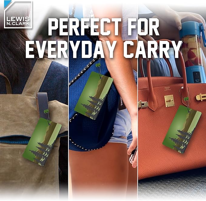 Lewis N. Clark Travel Green Luggage Tag and Suitcase Identifiers for Women and Men, Carry on, Backpack and More, Green Trees, 1-Pack