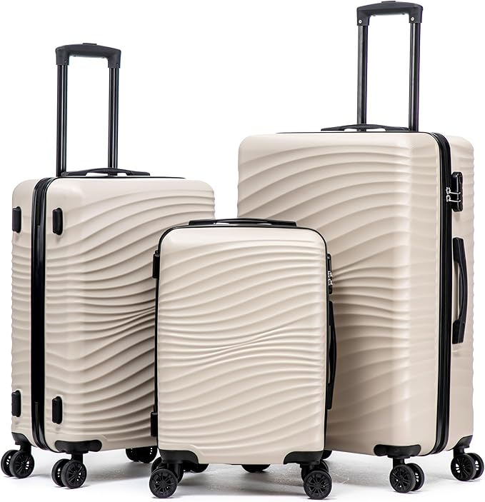 Luggage Sets 3 Piece, ABS Suitcase Set (20/24/28), Hardside luggage with Spinner Wheels, Travel Luggage, 14x8x9 Airline Approved Carry on, Lightweight Luggage with High-Security Lock