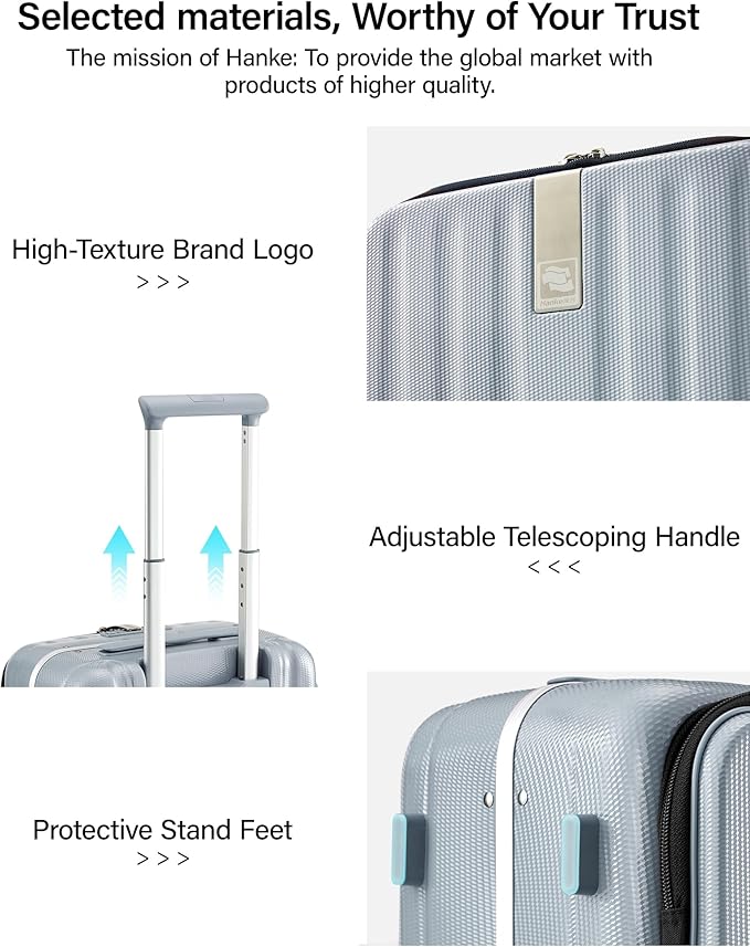Hanke 26 Inch Large Checked Luggage PC Hard Shell Luggage Top Opening Travel Luggage Suitcases with Wheels for Woman Men.(Grey)