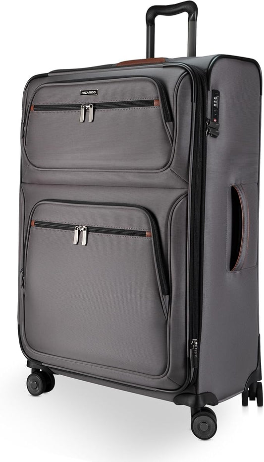 Ricardo Beverly Hills Montecito 3.0 Softside Luggage Collection – Expandable Suitcases with Wheels and TSA Lock, 29" Large Check-In, French Gray