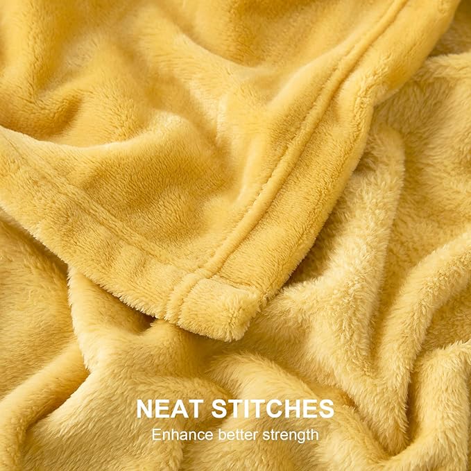 Hansleep Fleece Yellow King Blanket, Super Soft Flannel Fuzzy Plush Cozy Blanket for All Seasons, Yellow, King 90x108 Inches